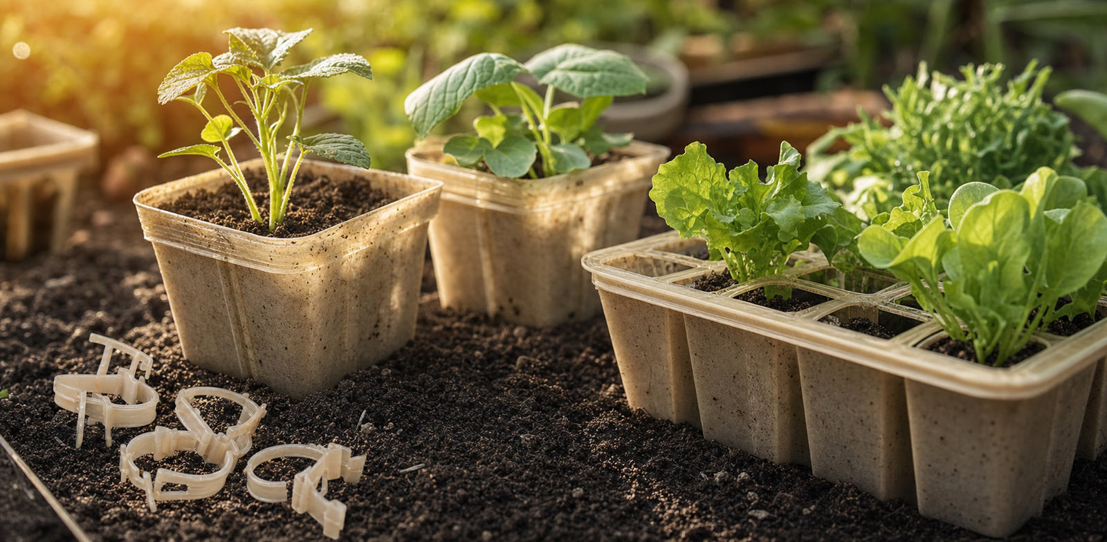 Biokunststoff für Gartenartikel, Pflanztöpfe und Setzlingsträger